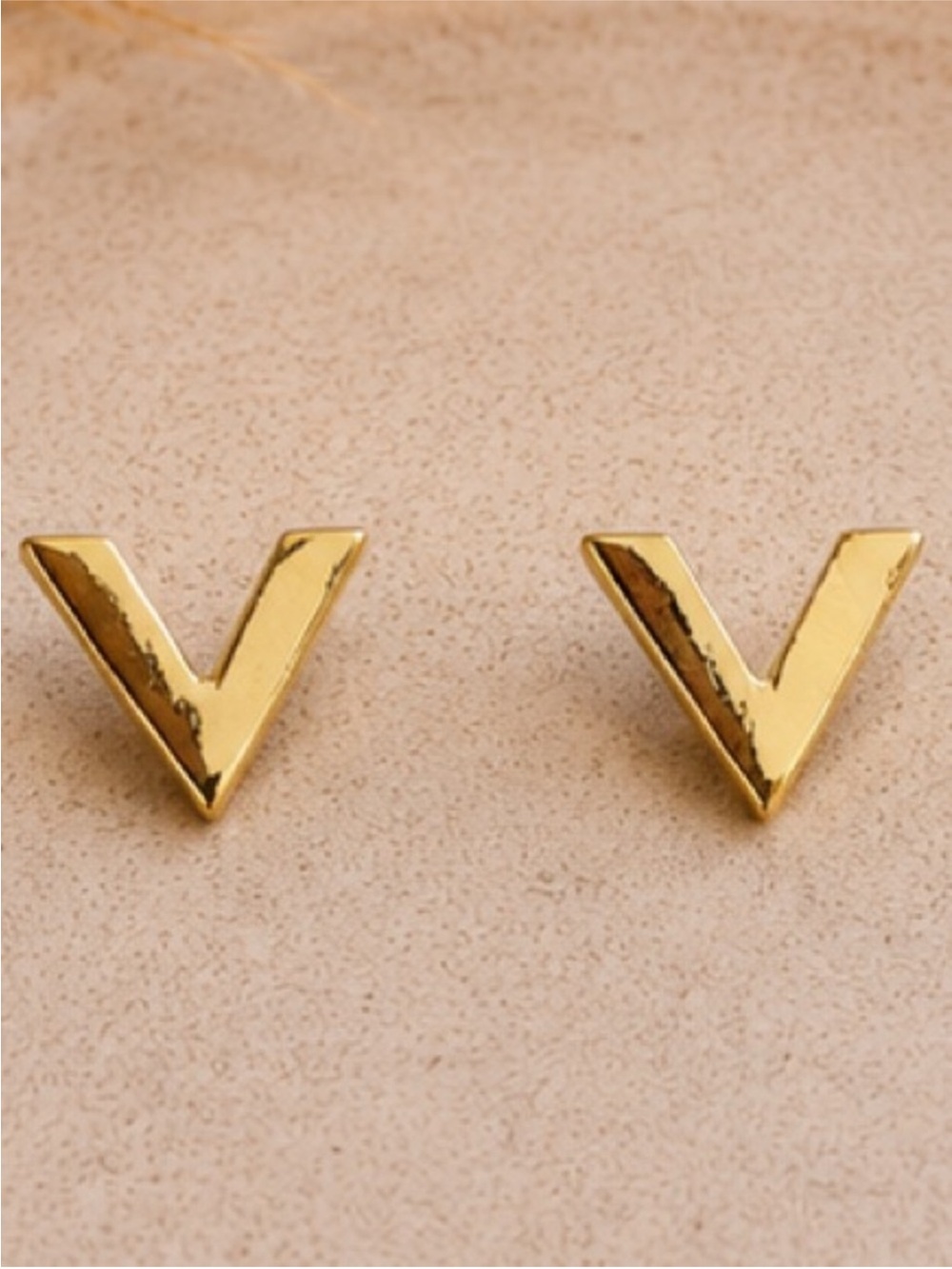 Designer Inspired Gold V Minimalist Stud Earrings